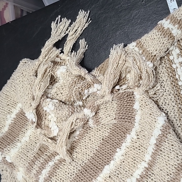 Free People Womens Big Dipper fringe poncho One Size boho preppy casual knit - Picture 7 of 7